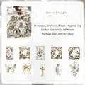 Retro Sujin Year sticker set with 10 gold-trimmed floral and butterfly frames for DIY - Golden Age