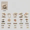25 vintage witte paddenstoel stickers op wit kraftpapier voor scrapbooking deco - Witte Paddenstoel
