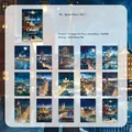 Artistieke nachtlandschap DIY stickers set van 30 stuks met bekende monumenten - Naderende Nacht