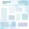 Woad blue watercolor grid PET stickers for journaling featuring 20 translucent plaid sheets - Woad Blue
