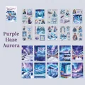 Set di adesivi Snow Country Illusion con PET e carta washi in tonalità viola invernali - Aurora Viola