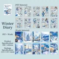 Set di adesivi a tema invernale in PET e carta washi con scene di neve e ritratti vari - Diario Invernale Caldo