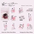 Vintage PET stickers featuring floral prints and English text for journaling 20 pieces - Light and Shadow Flower Print