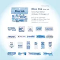 Adesivi in carta speciale goffrata blu con frasi inglesi per decorazione di diari - Inchiostro Blu
