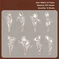 Retro tulip PET stickers for journaling featuring 16 sheets of vintage floral line drawings - Tulip Whisper