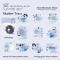 Blue series vintage PET stickers with moon and mountain motifs, 20 sheets set - Mountain Moon Soft Tint