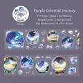Nastro decorativo PET 50mm con illustrazioni a tema bolle galassia stellata viola - Vortice Stellato Viola