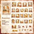 30pcs Autumn Leaves PET stickers featuring windows, pumpkins and vintage dried flowers - Tree Outside Window