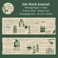 Vintage Ink Handwriting Washi Tape for scrapbooking with classic script and ink bottle motifs - Ink Letters