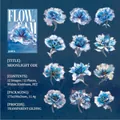 Blue floral PET stickers Moonlight Aria set with holographic shell finish for journaling - Moonlight Aria