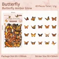 Vintage PET Schmetterling Aufkleber Set mit 40 bunten Teilen für Scrapbooking und Deko - Bernstein Glühen Schmetterling