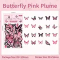 Rosa PET Schmetterling Aufkleber Set für Scrapbooking, 40 dekorative florale Motive - Rosa Feder Schmetterling