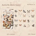 PET Schmetterling Aufkleber Set für Scrapbooking und Journal Deko mit 40 Stück Inhalt - Weißer Tanz Schmetterling