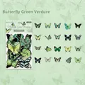 Set de 40 pegatinas de mariposas verdes en PET transparente para decoración DIY - Mariposa Verdura Verde