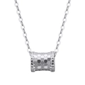 Sparkling S925 sterling silver honeycomb pendant necklace with a polished mirror finish - Platinum Plated (Includes 45cm Chain) / 925 Silver / Silver