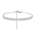 Elegant S925 sterling silver bracelet with sparkling rectangular 5A cubic zirconia stones - Silver
