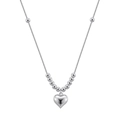 Elegant S925 sterling silver heart pendant necklace with beads on a delicate box chain - 925 Silver / Silver (Platinum Plated)