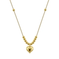 Golden S925 sterling silver heart necklace with polished gold beads on a box chain - 925 Silver / Gold (14K Gold Plated)
