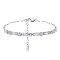 Elegant S925 sterling silver bracelet featuring radiant and round cut zircon stones - Silver (18+5CM)