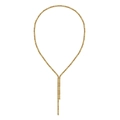 Elegant s925 silver Y-shaped necklace with golden beads and textured cylinder chain - 14K Gold