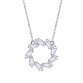 Sterling silver circular necklace featuring baguette-cut zircon stones on a thin cable chain - Silver