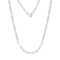 S925 sterling silver paperclip chain necklace with diamond-cut texture and lobster clasp - Rectangular Chain 3.5cm Wide * 12cm Long * 0.8cm Thick 60cm.