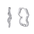 Elegante S925 Sterling Silber Wellen-Ohrringe mit glitzernden Zirkonia-Steinen - Wellenform (Platiniert)