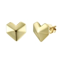 Elegant 18K gold-plated heart-shaped stud earrings with geometric faceted design for women - Geometric Heart Stud Earrings (APE138-14K) / Gold
