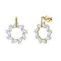 Orecchini geometrici a cerchio in argento S925 placcato oro con zirconi lucenti - Argento Sterling 925 Placcato Oro 14K 21*16mm 2.56g