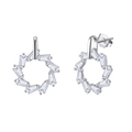 Orecchini S925 in argento sterling con zirconi rettangolari a forma di ghirlanda - Argento Sterling 925 Placcato Oro Bianco 21*16mm 2.56g