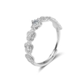 925 sterling zilveren bloemenring met zirkonia en verstelbare open ringband - Zilver (925 Sterling Zilver/Geplatineerd/Verstelbaar)