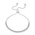 Bracelet chaîne Chopin ajustable en argent sterling S925 avec fermoir coulissant bolo - Chaîne Chopin Demi-Ronde (Rhodium Plaqué)