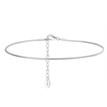 Polished S925 sterling silver round snake chain necklace with lobster clasp and extender - 1.0mm / Silver / 21.5+5cm