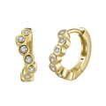 Minimalist S925 sterling silver gold plated U-shape hoop earrings with 5A cubic zirconia - Wavy Row Zirconia U-Shape Hoop Earrings (APE142-14K) / Gold