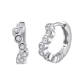 Sparkling S925 sterling silver huggie earrings with a wavy cubic zirconia pave setting - Wavy Row Zirconia U-Shape Hoop Earrings (APE142-P) / Silver