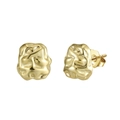 Golden irregular geometric rock texture stud earrings with S925 butterfly backings - 8*8mm / Gold (14K Gold Plated)