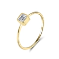 Elegant gold S925 sterling silver ring with a princess cut cubic zirconia stone - Princess Cut Zircon Minimalist Ring (APR36-14K-5) / US 5 / Gold