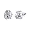 S925 sterling silver stud earrings with irregular geometric lava texture on white background - 8*8mm / Silver (Platinum Plated)