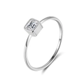 Minimalist S925 sterling silver ring featuring a square-cut zircon stone on white background - Princess Cut Zirconia Minimalist Ring (APR36-P-5) / US 5 / Silver