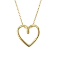 Minimalist S925 sterling silver heart pendant necklace in polished gold finish - 45cm / Gold