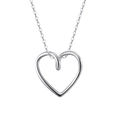 Minimalist S925 sterling silver heart pendant necklace with fine link chain on white background - 45cm / Silver