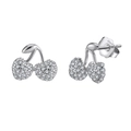 Pendientes de cereza en plata de ley S925 con pavé de circonitas brillantes - 10*8.5mm 1.11g / Oro Blanco