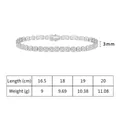 Pulsera tennis plata S925 de 3mm tabla de tallas con largos de 16,5cm a 20cm - 3x3mm Cuadrado 16.5cm / Platinado