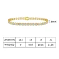 Guía de tallas de pulsera tenis de plata S925 con circonitas cuadradas de 3mm - 3x3mm Cuadrado 16.5cm / Chapado en Oro de 14K