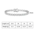 Pulsera tennis de plata de ley 925 con circonitas 4mm y tabla de tallas incluida - 4x4mm Cuadrado 16.5cm / Platinado
