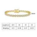 Pulsera tennis de plata S925 dorada con circonitas cúbicas cuadradas de 4 mm - 4x4mm Cuadrado 16.5cm / Chapado en Oro de 14K