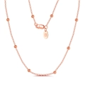 Collana minimalista in argento sterling S925 a sfere con finitura in oro rosa e chiusura - Catena a sfere lucida placcata oro rosa, 40 cm, circa 2,22 g