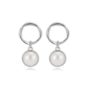 Detailansicht der S925 Sterling Silber Creolen mit 5,5mm Naturperlen für Damen - 5,5-6mm Brotperle 19mm Ohrringe / Weißgold Vergoldet (Silberfarbe)