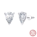 Macro shot showing S925 sterling silver stamp and pear-cut zircon stud earrings details - 0.5ct Pear Shape (4*6mm) / Silver