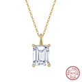 Detailansicht der S925 Silberkette mit smaragdgeschliffenem Zirkonia Anhänger - Smaragdschliff Moissanit / 1 Karat (5*7mm) / Gold (14K Vergoldet)
